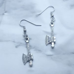 Warrior Ax Earrings Surgical Steel Silver tone Halloween